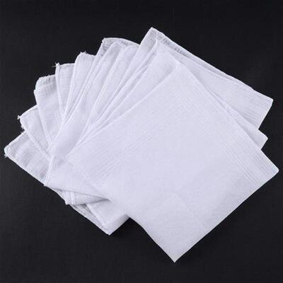 5pcs Squares Hanky White Pocket Cotton Handkerchiefs Hankie