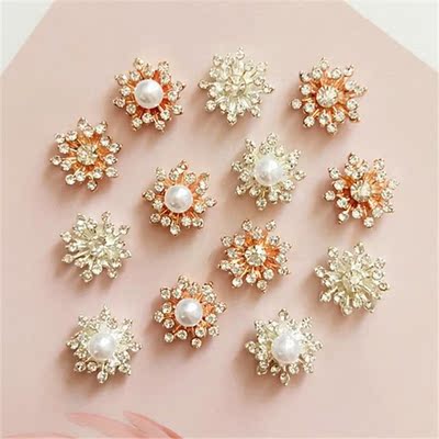 10pcs/lot Flower Rhinestones Buttons Pearl button wedding de