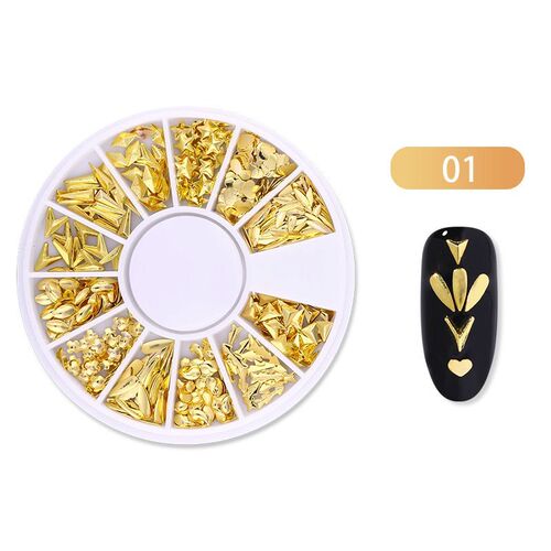 1 Box 3D Gold Silver Nail Art Decoration Bow Ribbon Star Fla
