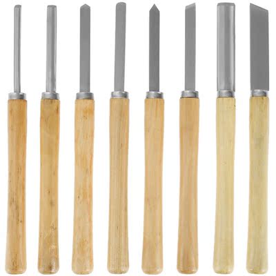 8Pcs Lathe Chisels Set HSS Wood Turning Chisel with Wood Han
