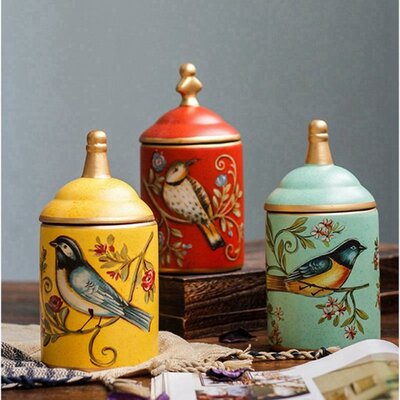 Ceramic Tea Caddy Kitchen Canister Jars Storage Bottles Retr
