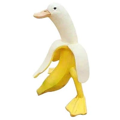 Banana and Duck Garden Statue Cute Peeled Banana and Duck Or