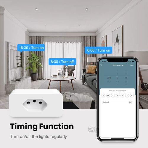 Tuya WiFi Smart Plug , 10A Brazil Standard Smart Life APP Re