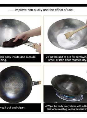 Non-coating  Iron Wok Chinese Traditional Handmade Wok For K