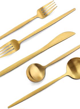 Gold Tableware Set, Stainless Steel Cutlery Set, Satin