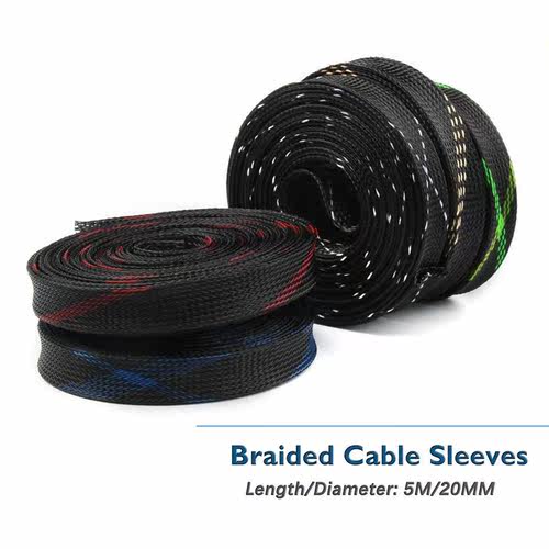 5M Cable Wire Gland Protection 20mm 5 Colors Insulation Brai