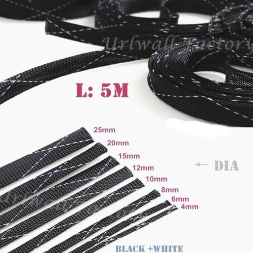 5M/196inch Insulation Braided Sleeving 4/6/8/10/12/15/20/25m
