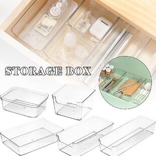 Desk Drawer Clear Organiser Trays Plastic Durable Storage