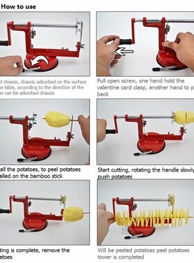 Amazing Manual Red Stainless Steel Twisted Potato Apple Slic
