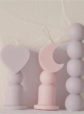 Geometric 5 Ball Moon Heart Pillar Candle Silicone Molds