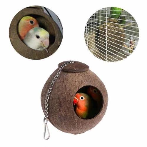 Natural Coconut Shell Pet Bird Nest Parrot House Hut Cage