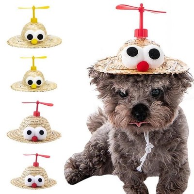 Dog  Sun Hat Beach Party Adjustable Straw Sombrero Hat Wi