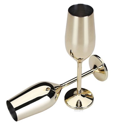 2Pcs/Set Shatterproof Stainless Champagne Glasses Brushed Go
