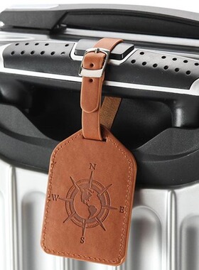 Factory Sales Compass Leather Suitcase Luggage Tag Label Bag