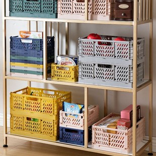 Crate Collapsible Plastic Folding Storage Box Basket Home St