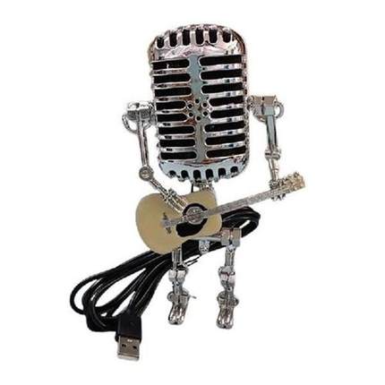 Creative Microphone Robot Table Lamp Holding Guitare