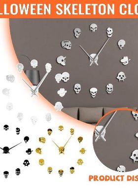 Halloween Jam Dinding Tengkorak Diy Besar dengan Efek