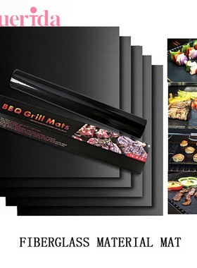 2/5Pcs Glass Fiber Non-Stick BBQ Grill Mat Pad Sheet Set Por
