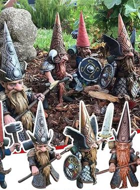 Art Statues Gift Courtyard Ornament Bearded Dwarf Warrior