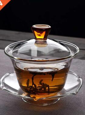 Glass covered tea bowl Kungfu tureen cup teaware high