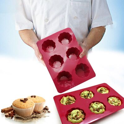 6 Cavity Silicone Cake Mold Tartlet Pan Muffin Cupcake