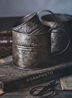 Photography Props Retro Handle Cup Drinkware Wrought Iron Fl