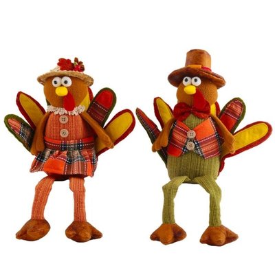 Thanksgiving Turkey Decorations Plush Handmade Fall Harvest