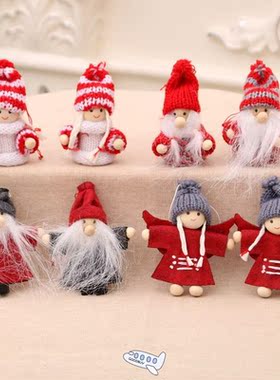 2pc New Year Angel Santa Claus Hanging Dolls Christmas Decor