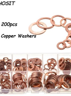 ZENHOSIT 200PCS Copper Washer Gasket Set M5/M6/M8/M10/M12/M1