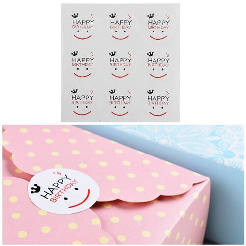 90pcs/10 Sheets 40*40mm Smile Face DIY Sticker Happy Birthd