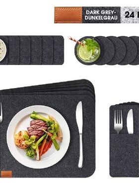 JETEVEVEN 24PCS Placemat Table Mat Tableware Pad Felt