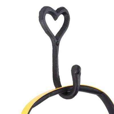 10pcs/lot Heart Shape Hook Cast Iron Hanger Wall Mounted