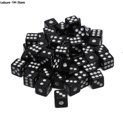 50 PC Dices 8mm Plastic White Gaming Dice Standard Six