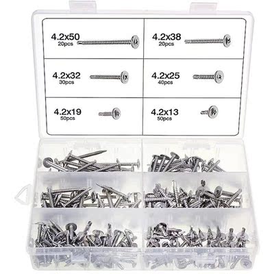 210PC Wood Self Drill Tapping Screw Kit Phillips Flat Round