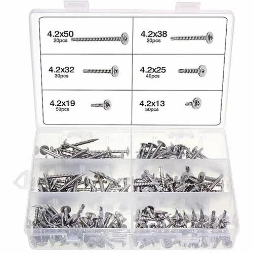 210PC Wood Self Drill Tapping Screw Kit Phillips Flat Round
