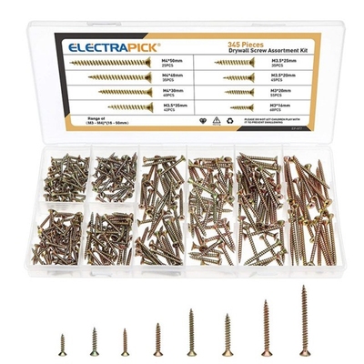 345pcs Cross Phillips Flat Countersunk Fibreboard Head Self-