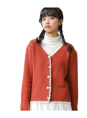 2021 autumn and winter new Korean lazy V-neck Angora cashmer