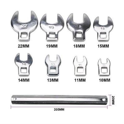 Drive Crowfoot Wrench Set Car Repair Tools Metric Chrome