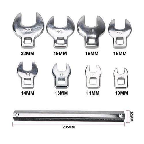 Drive Crowfoot Wrench Set Car Repair Tools Metric Chrome