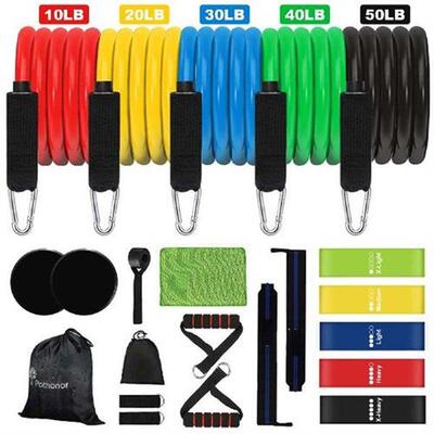24PCS Latex Resistance Bands Set Fitness Yoga Pilates