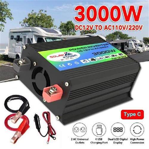 Power Inverter 3000W LCD Display DC 12V To AC 110V 220V