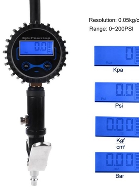 Digital Air Tyre Tire Inflator w/ Pressure Gauge 200PSI Chuc