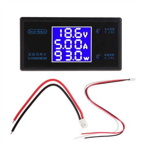 DC 0-50V 5A 250W Voltmeter Ammeter Wattmeter LCD Panel Volta