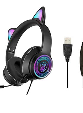 Noise Cancelling HiFi Stereo Travel Cat Ear USB Wired Foldab