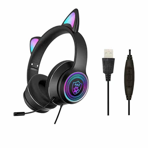 Noise Cancelling HiFi Stereo Travel Cat Ear USB Wired Foldab