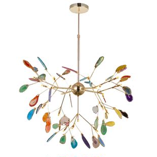 chandelier agate leaves hanging round country French natural