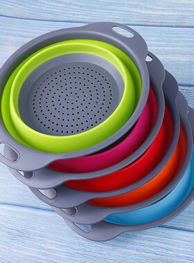 Fold Silicone Colander Fruit Washing Drain Strainer Basket