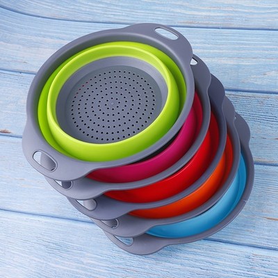 Fold Silicone Colander Fruit Washing Drain Strainer Basket