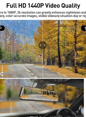 A37 Car Dvr 10.0 Inch Rear View Mirror 2K Dash Cam 1080P Car