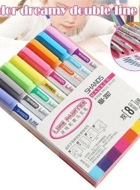Double Line Outline Metallic Markers Shimmer Paint Pens For